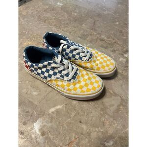 Vans unisex size‎ 3 blue and yellow checkered shoes